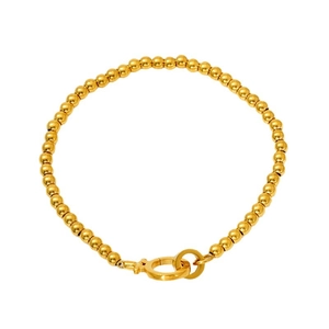 Bracelet à perles tendance en acier inoxydable plaqué or 18K avec fermoir anneau