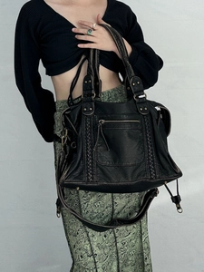 Μεγάλη Vintage Τσάντα Tote Από Δέρμα PU Στυλ Μοτοσικλέτας Γυναικεία Ρετρό Τσάντα Ώμου Με Πολλές Τσέπες Μοντέρνο Στυλ