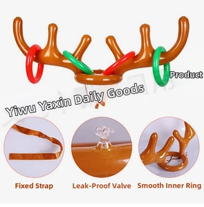 Detail view of inflatable reindeer antlers with leak-proof air valve and secure fixing straps