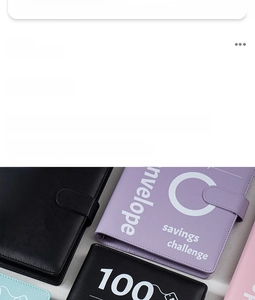 Detailed view of colorful PU leather 100 envelope savings challenge binders for budgeting