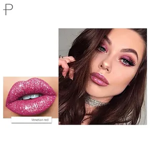 Pudaier Shimmer Liquid Lipstick 06 Venetian Red with glitter finish for women