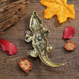 Eleganter Gold-Krokodil-Anstecknadel für Herrenanzüge mit Vintage-Metalltextur