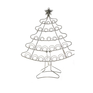 50cm silver iron Christmas tree stand with 5-tier star topper and hanging ring slots
