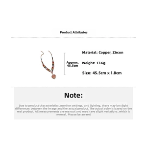 Detailed view of colorful zircon necklace with copper base and multi-colored stones