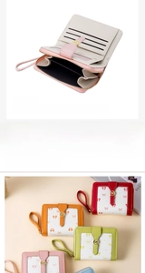Detail of floral wallet interior with card slots, bill compartment, and photo window