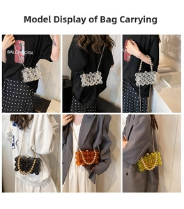Acrylic bubble clutch bags in transparent and solid colors shown by a model for styling