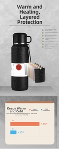 Detail of 316 stainless steel vacuum flask with 7-layer insulation and snowflake finish