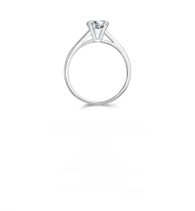 Macro detail of 1 carat round moissanite in a four-prong S925 silver setting