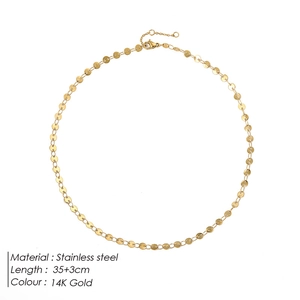 Minimalist 14K gold-plated stainless steel necklace with small round discs for women