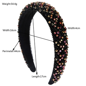 Serre-tête de luxe perlé avec cristaux irisés pour coiffure tendance et élégante