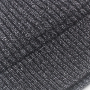 Macro shot of dark grey thick ribbed knit wool texture showing premium warmth and softness