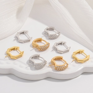 Geometric Earring Findings With 925 Sterling Silver Earring Post Zircon Inlaid U Shaped Ear Buckles For DIY Artificial Pearl Jewelry