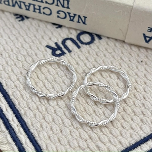 Three-piece set of 925 sterling silver twisted rope rings with a minimalist design