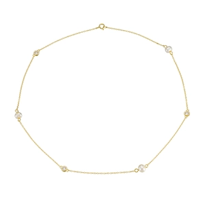 Minimalist sterling silver gold necklace with three freshwater pearls and round zircons
