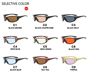 Nine color options for Y2K cycling sunglasses including sporty frames and tinted lenses