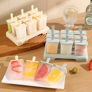 Popsicle Molds Reusable Plastic Ice Pop Maker With Sticks And Base Multi Grid DIY Summer Home Kitchen Tool