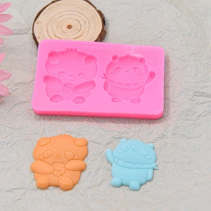 Cute twin panda silicone mold for fondant cake decoration and handmade chocolate