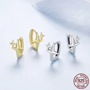 Elegant s925 sterling silver star hoop earrings in gold and silver finish with stars