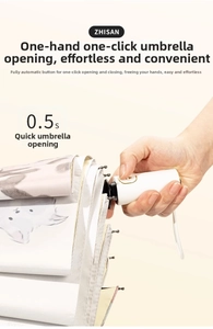 Detail of automatic cat print umbrella handle with 0.5s quick opening button