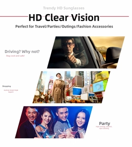 Close-up of HD polarized lenses on trendy oversized polygonal sunglasses for clear vision