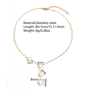 Elegant 18k gold plated stainless steel necklace with clover heart butterfly shell pendants