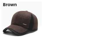Detailed view of the brown winter baseball cap featuring the black SPORT label detail