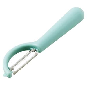 Multifunctional light green kitchen peeler with stainless steel serrated blade for fruits