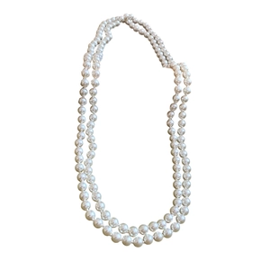 French vintage style double-layer pearl necklace for women with glossy white beads