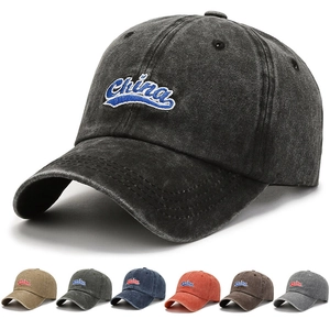 Vintage Washed Cotton Baseball Cap Distressed Dad Hat Adjustable Metal Buckle China Embroidery For Men And Women