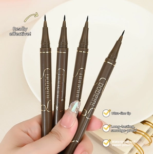 Detail showing set of four dark brown 0.05mm ultra-fine waterproof eyeliner pens