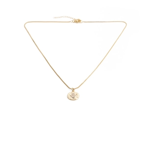 Golden Hamsa Hand pendant necklace with sparkling cubic zirconia on a fine box chain