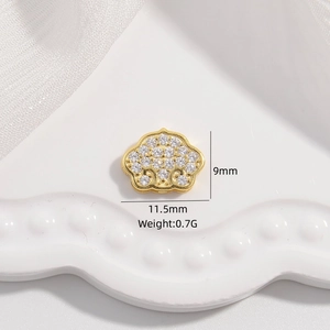 Golden S925 silver Ruyi lock pendant with white zircon stones, 11.5x9mm size