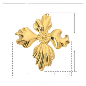 Detailed view of gold irregular flower pendant showing dimensions 40mm by 37mm