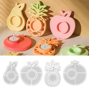 Fruit Shaped Silicone Molds DIY Candle Holder Pineapple Apple Pear Pomegranate 3D Resin Casting Plaster Tray Craft Tool