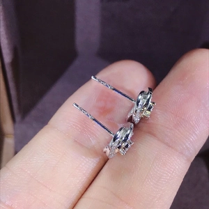 Macro shot of sparkling silver flower cluster earrings with delicate pavé-set zircons