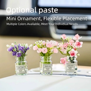 Luminous starry artificial flower glass vases for car dashboards, 3-piece decorative set