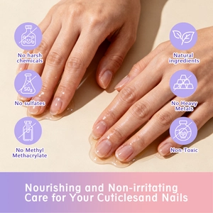 Close-up of nourishing cuticle oil gel being applied to nails for strengthening repair