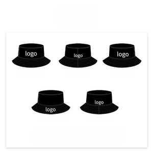 Customizable black bucket hat with multiple positions for custom embroidery and logo printing