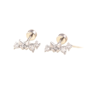 Elegant silver butterfly flower stud earrings with sparkling cubic zirconia stones