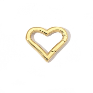 Detailed view of polished golden heart-shaped stainless steel spring clasp for jewelry