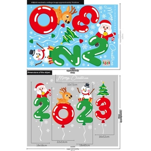 Detailed size schematic showing 70x50cm layout of Santa and reindeer Christmas stickers