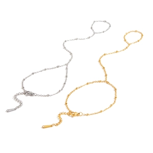 Minimalist 18K gold and silver stainless steel finger bracelets with fine bead chain details