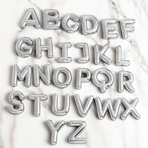 Full set of silver alphabet balloon pendants in stainless steel with metallic shine
