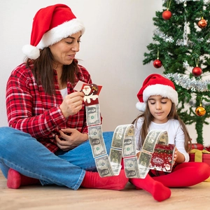 Christmas money pull box set with Merry Christmas gift box and dollar bill pouches