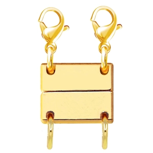 Double-layered gold magnetic necklace clasp with lobster claws for layered jewelry