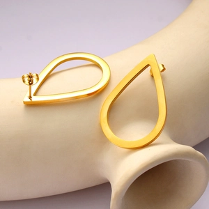 Elegant gold hollow water drop earrings with minimalist geometric design for women