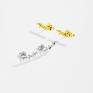 S925 sterling silver stud earrings with irregular zircon stones in gold and silver finish