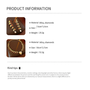 Spécifications détaillées de taille et matériau pour ensemble de bijoux vintage