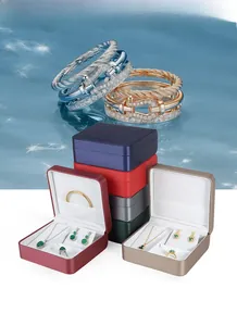 Detail showing luxurious PU leather jewelry gift box with velvet lining and various slots