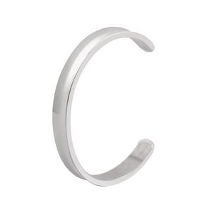 Polished 8mm stainless steel oval open cuff bracelet for men with geometric curved surface
